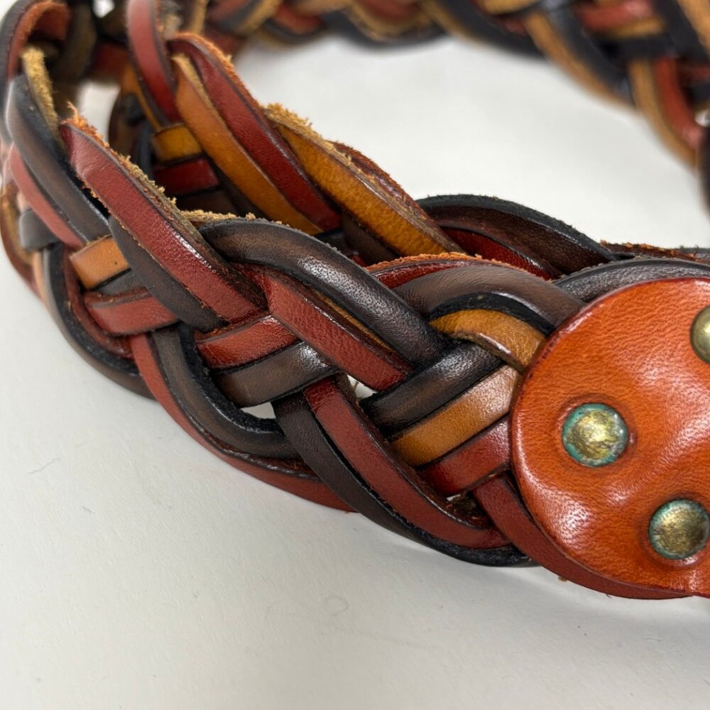 Vintage Braided Multicolor Women's Leather Belt Size S Made in Italy Hippie Boho - Picture 8 of 12